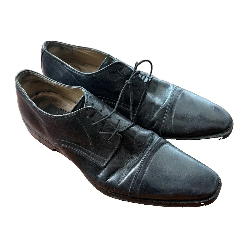 To Boot New York Adam Derrik Plain Black Leather Oxford - Size 11